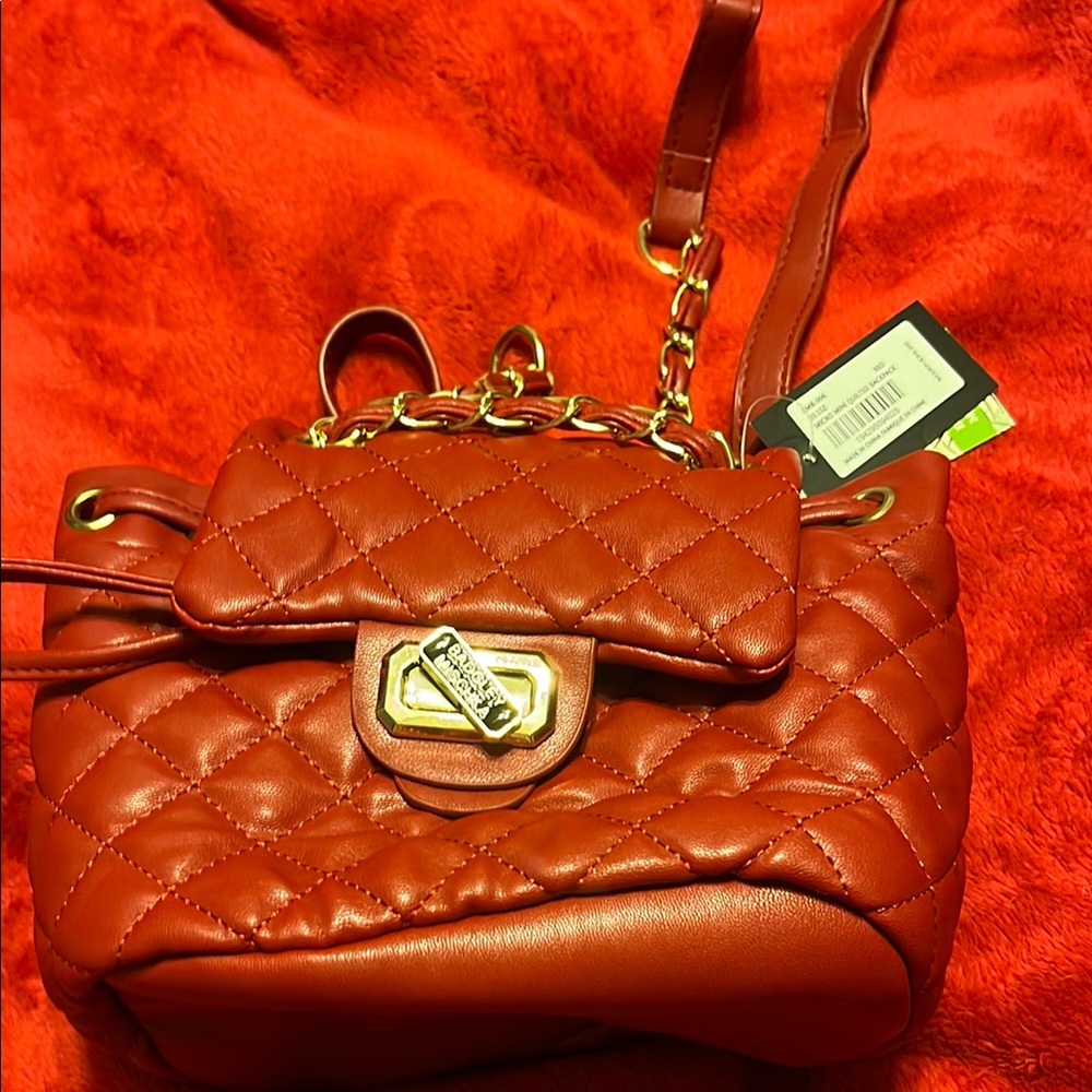 Quilted Leather Shoulder Bag - Red backpack